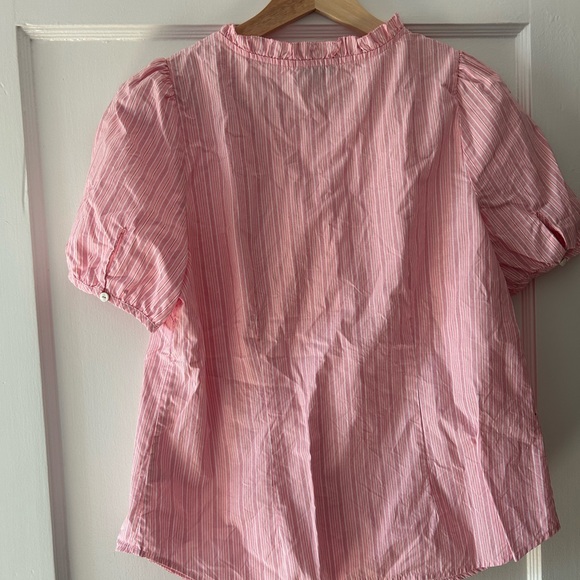 Talbots 100% cotton Pink Striped Short Sleeve Blouse - Picture 2 of 6